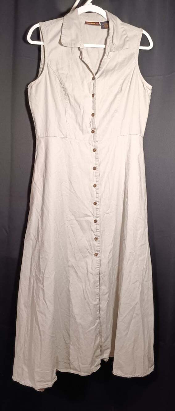 Vintage 90s Faded Glory Jumper Dress Size 14 Khaki Button Front Cottagecore